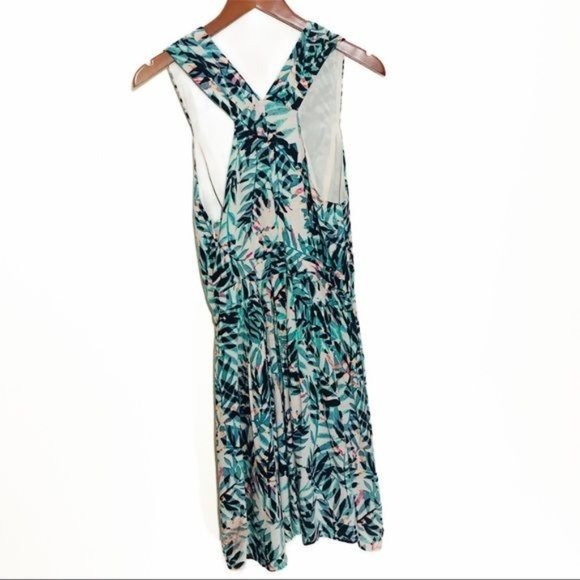 GREYLIN Leaf Lagoon Print Silk Fit and Flare Dress Size Medium - Picture 6 of 6